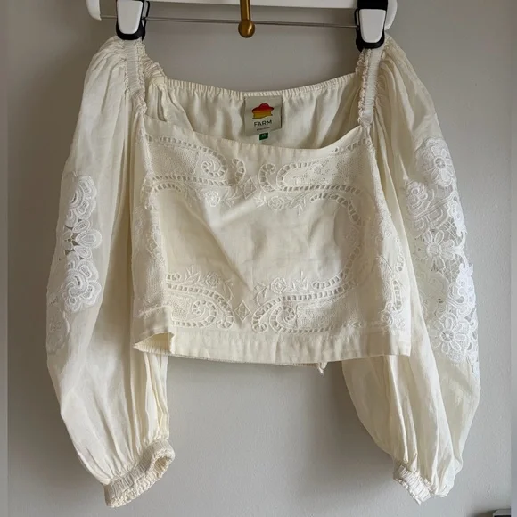 Farm Rio Off White Lace Embroidered Top size XS - Picture 2 of 7